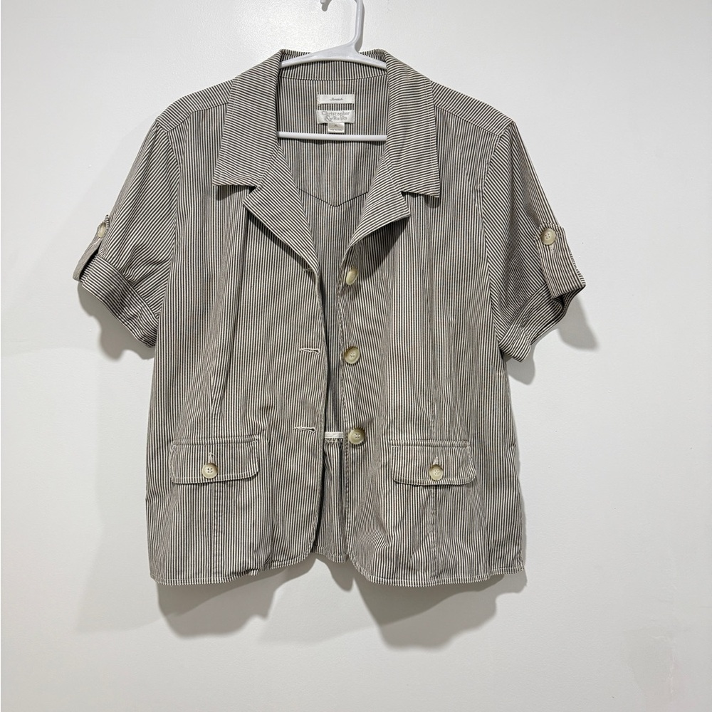 Christopher & Banks Black and White Striped blazer Jacket - Picture 4 of 5